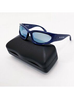 NEW BALENCIAGA BB0157S 009 SUNGLASSES BLUE UNISEX EYEWEAR BALENCIAGA